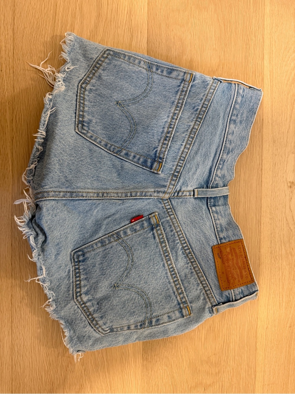 Levi's Light Blue Denim Cutoff Shorts with Frayed Hem